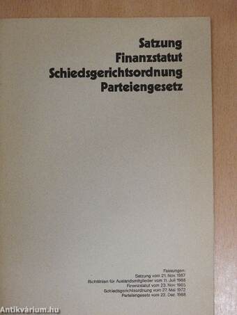 Satzung Finanzstatut Schiedsgerichtsordnung Parteiengesetz