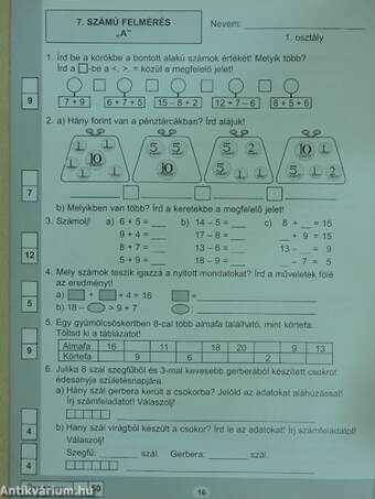 Felmérések az 1-2. osztályos matematikához