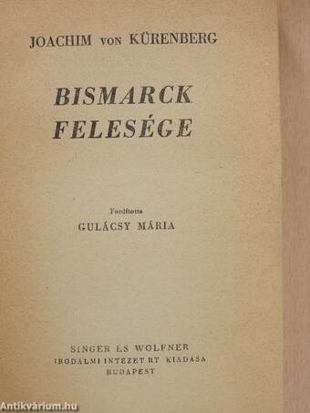 Bismarck felesége