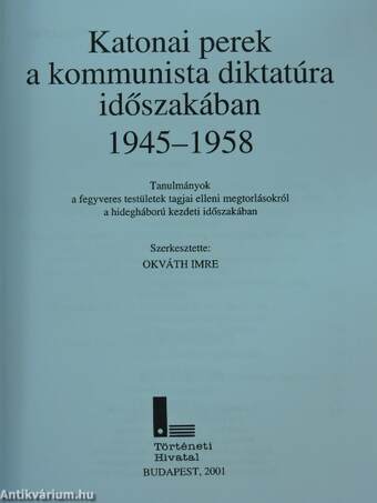 Katonai perek a kommunista diktatúra időszakában 1945-1958