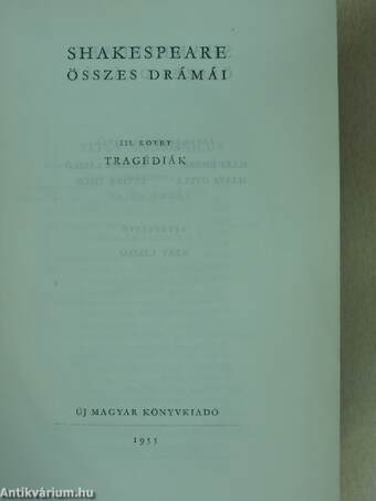 Shakespeare összes drámái III.