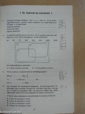 Matematika 6. Felmérő feladatsorok, javítókulcsok