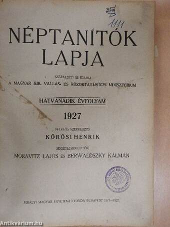 Néptanítók Lapja 1927. (nem teljes évfolyam)