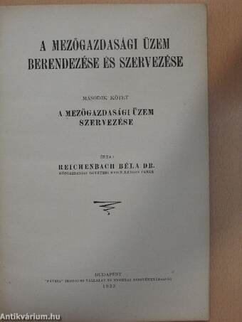 Mezőgazdasági üzemtan I/2.