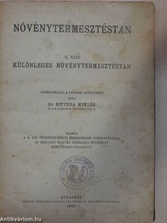 Növénytermesztéstan II.