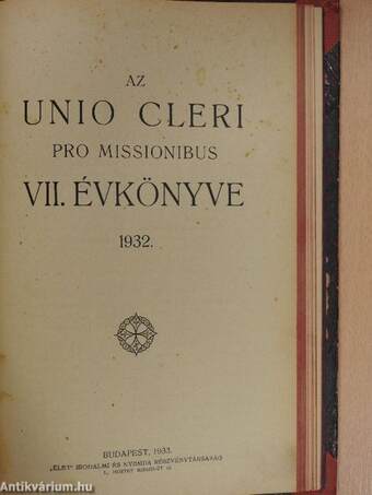 Az Unio Cleri Pro Missionibus Évkönyvei 1926-1927.,1929-1932.