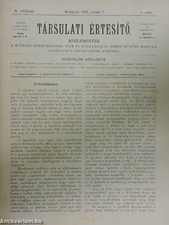 Társulati Értesítő 1892-1894. (nem teljes évfolyamok)