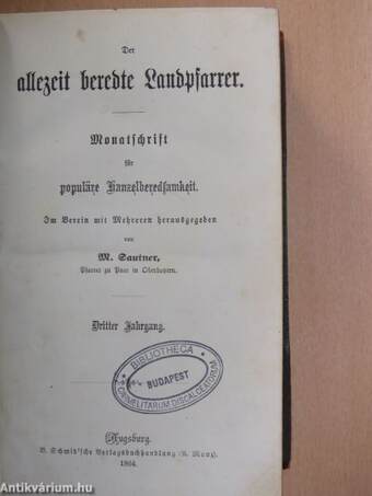 Der allezeit beredte Landpfarrer 1864-1870. III-IX. (gótbetűs) (nem teljes sorozat)