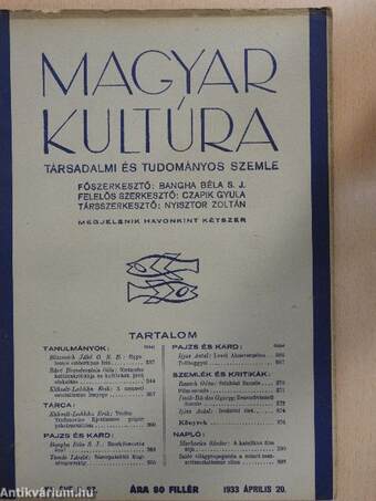 Magyar Kultúra 1933. április 20.