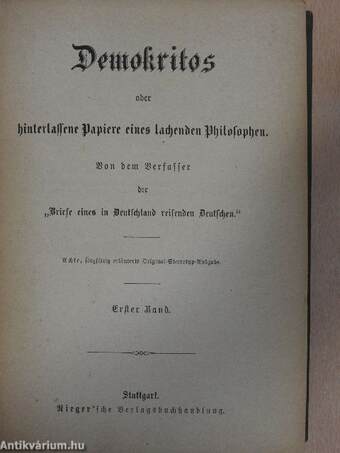 Demokritos oder hinterlassene Papiere eines lachenden Philosophen 1-12. (gótbetűs)