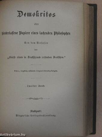 Demokritos oder hinterlassene Papiere eines lachenden Philosophen 1-12. (gótbetűs)