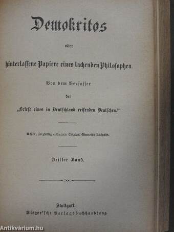 Demokritos oder hinterlassene Papiere eines lachenden Philosophen 1-12. (gótbetűs)