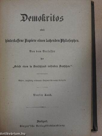 Demokritos oder hinterlassene Papiere eines lachenden Philosophen 1-12. (gótbetűs)