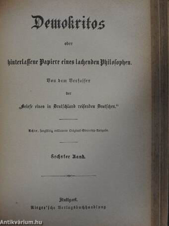 Demokritos oder hinterlassene Papiere eines lachenden Philosophen 1-12. (gótbetűs)