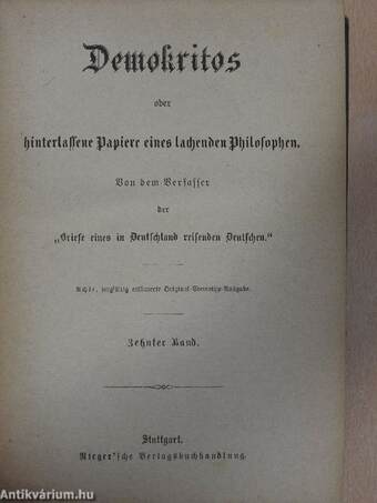 Demokritos oder hinterlassene Papiere eines lachenden Philosophen 1-12. (gótbetűs)