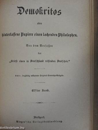 Demokritos oder hinterlassene Papiere eines lachenden Philosophen 1-12. (gótbetűs)