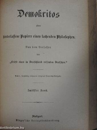 Demokritos oder hinterlassene Papiere eines lachenden Philosophen 1-12. (gótbetűs)