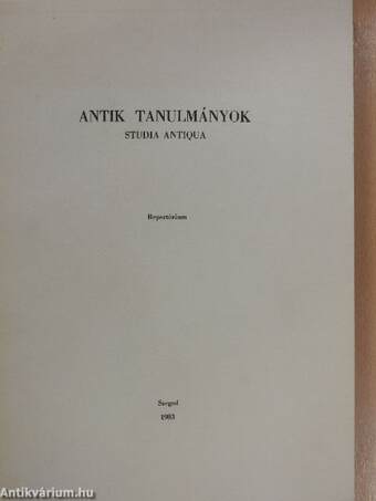 Antik tanulmányok Repertórium 1954-1978