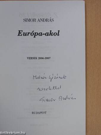 Európa-akol (dedikált, számozott példány)