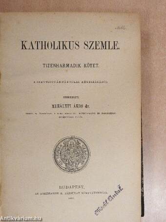 Katholikus Szemle 1899. január-december