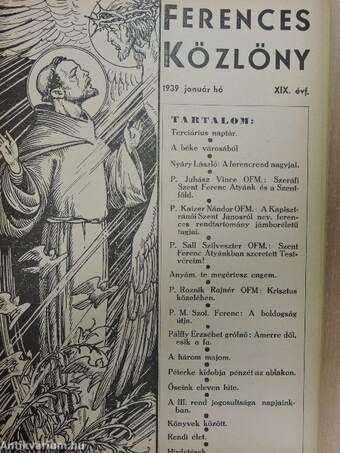 Ferences Közlöny 1938. január-december/1939. január-december/1940. január