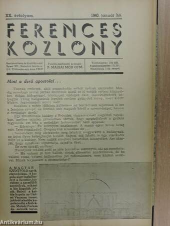 Ferences Közlöny 1938. január-december/1939. január-december/1940. január