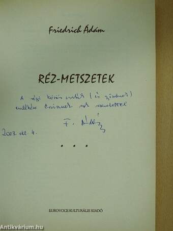 Réz-metszetek (dedikált példány)