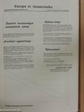 Energia és atomtechnika 1989. (nem teljes évfolyam)/Különszám