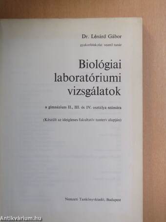 Biológiai laboratóriumi vizsgálatok