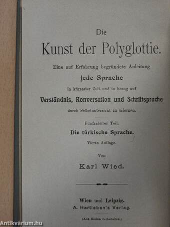 Leichtfaßliche Anleitung zur Erlernung der Türkischen Sprache für den Schul- und Selbstunterricht