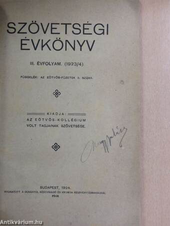 Szövetségi Évkönyv 1923/4.