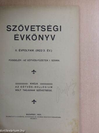 Szövetségi Évkönyv 1922/3.