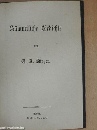 Sämmtliche Gedichte von G. A. Bürger (gótbetűs)