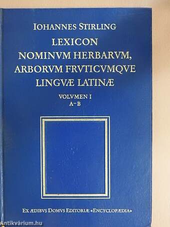 Lexicon Nominum Herbarum, Arborum Fruticumque Linguae Latinae I.