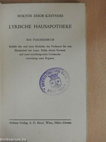 Doktor Erich Kästners Lyrische Hausapotheke