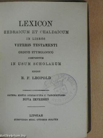 Lexicon Hebraicum et Chaldaicum in Libros 