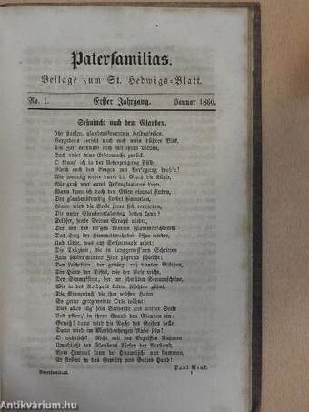 St. Hedwigs-Blatt 1860./Paterfamilias 1860. Januar-Dezember (gótbetűs)