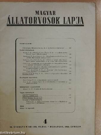 Magyar Állatorvosok Lapja 1963. április