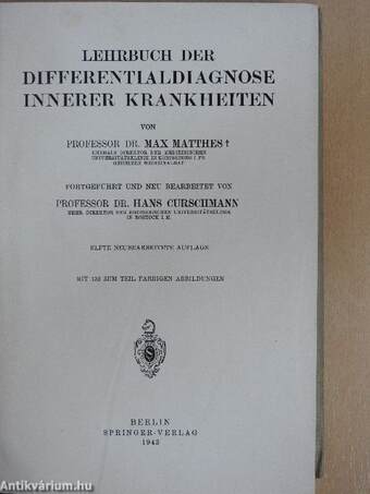 Lehrbuch der Differentialdiagnose innerer Krankheiten