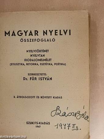 Magyar nyelvi összefoglaló