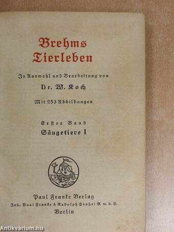 Brehms Tierleben I. (gótbetűs)