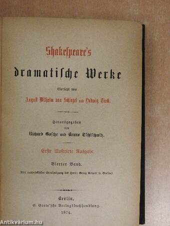 Shakespeare's dramatische Werke 4. (gótbetűs)