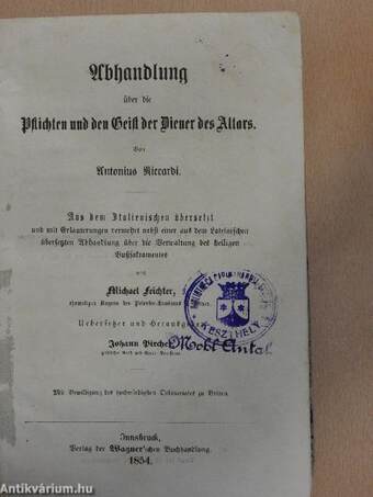 Abhandlung über die Pflichten und den Geist der Diener des Altars (gótbetűs)