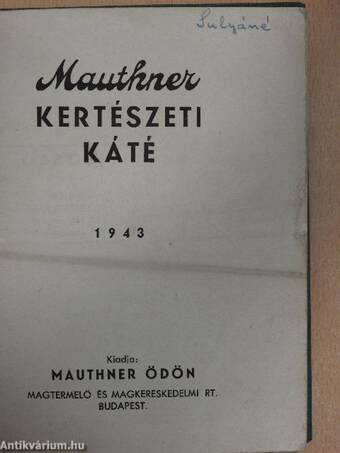 Mauthner Kertészeti Káté