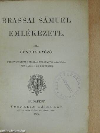 Brassai Sámuel emlékezete