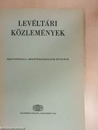 Levéltári közlemények XLVIII-XLIX. 