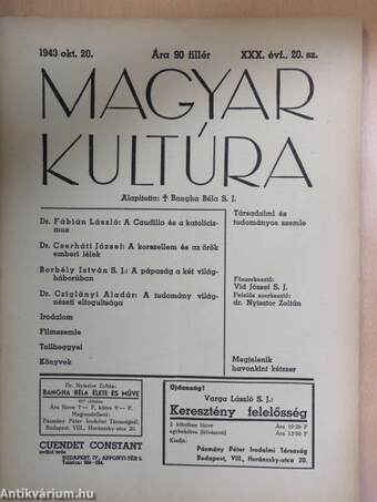 Magyar Kultúra 1943. október 20.