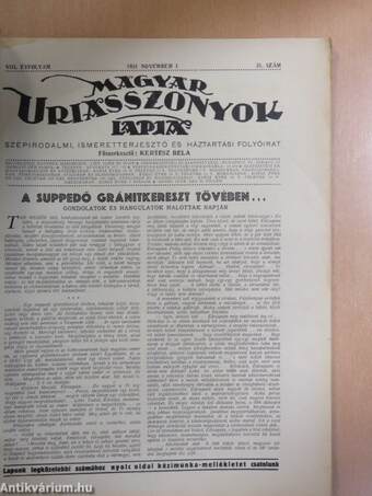 Magyar Uriasszonyok Lapja 1931. november 1.