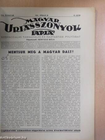 Magyar Uriasszonyok Lapja 1931. április 20.