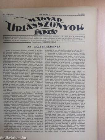 Magyar Uriasszonyok Lapja 1930. április 1.